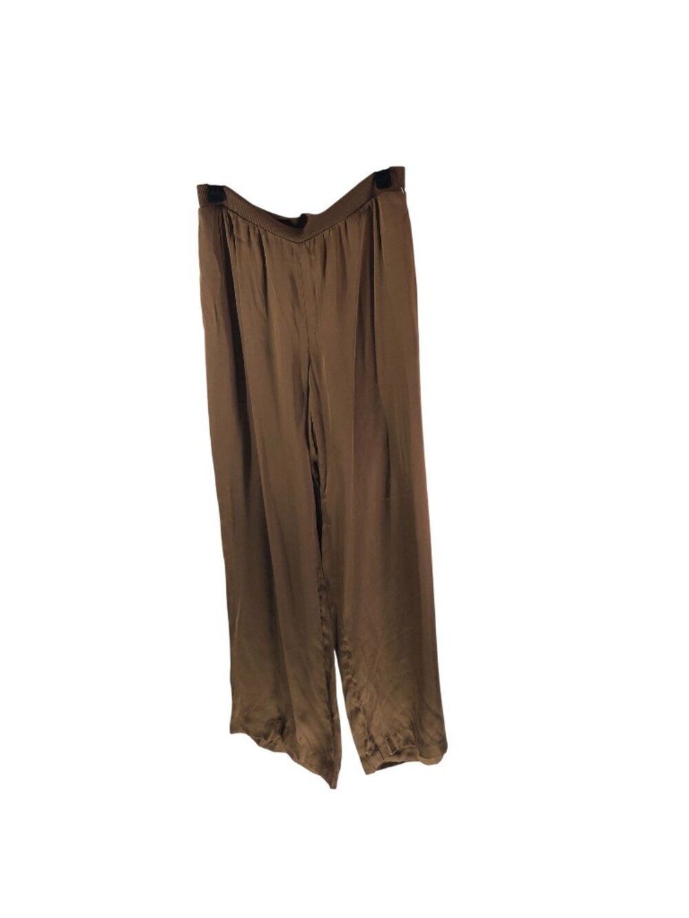 T Tahari Womens Pants Pull On Wide Leg Satin Brown Pockets S - Picture 1 of 6